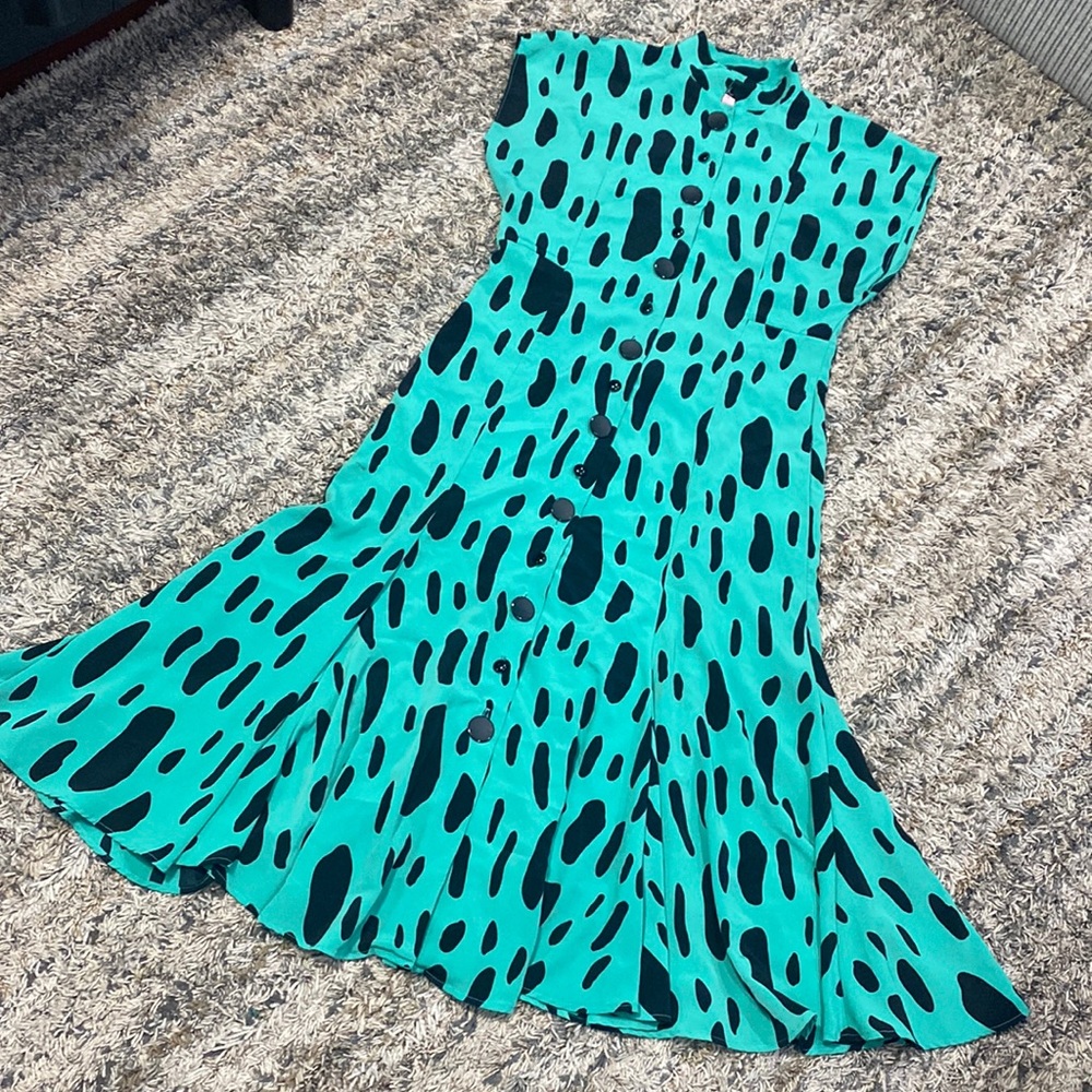 Vintage PlazaSouth 100% polyester made in USA printed dress size 8
